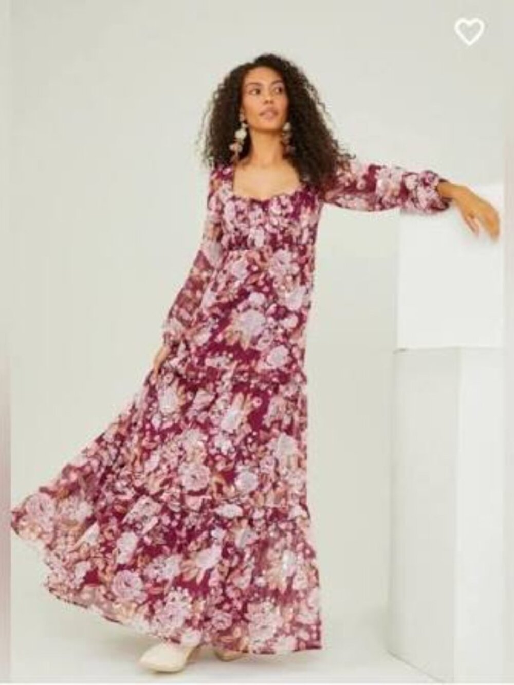 Altar'd State Sailor Floral Maxi Dress Sequins Ruffled Flowy Boho size XS NWT